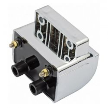 Späte Zündspule im OEM-Stil. 12 V, 4 Ohm. Verchromt.